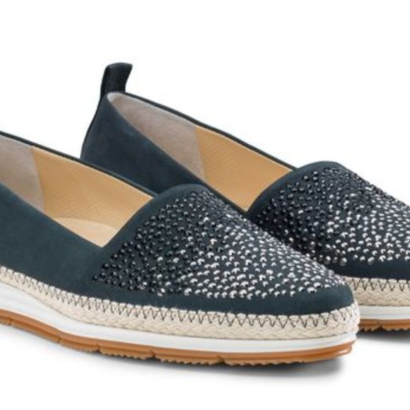 Paul Green Shoes - NEW Paul Green Sparkle Espadrilles EU37 Navy Suede Leather Non Slip Soles no box